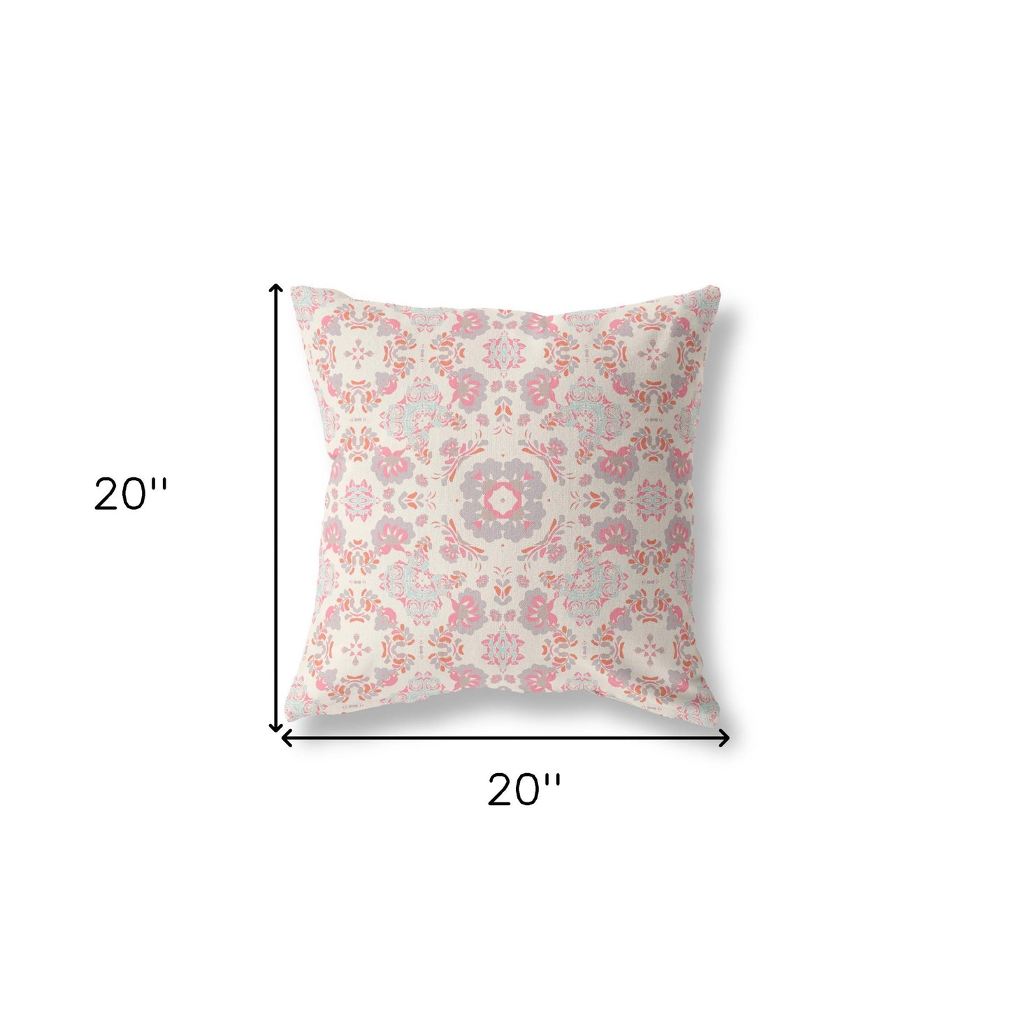 18" X 18" Pink And White Zippered Suede Geometric Throw Pillow