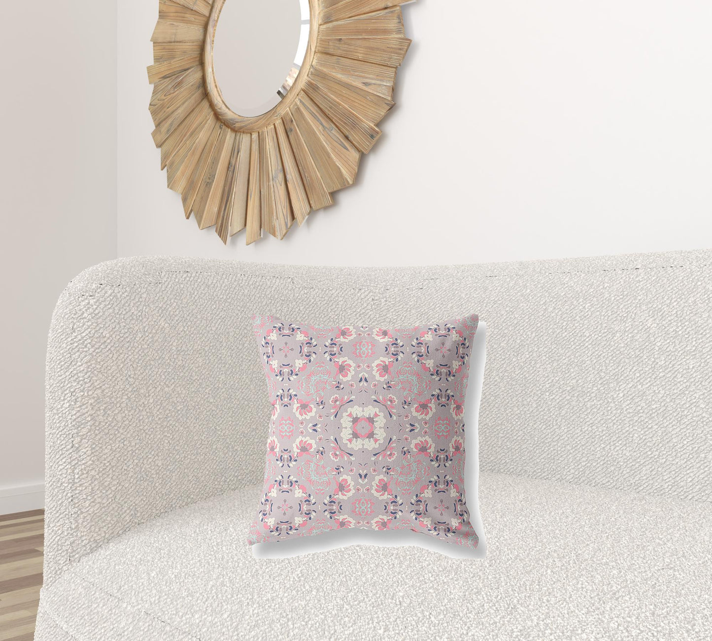 18" X 18" Muted Pink Zippered Suede Geometric Throw Pillow