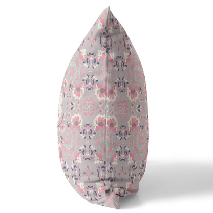 18" X 18" Muted Pink Floral Blown Seam Suede Throw Pillow