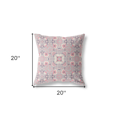 18" X 18" Muted Pink Floral Blown Seam Suede Throw Pillow