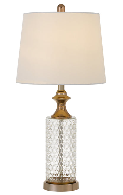 Set of Two 27" Glass Honeycomb and Rose Gold Table Lamps