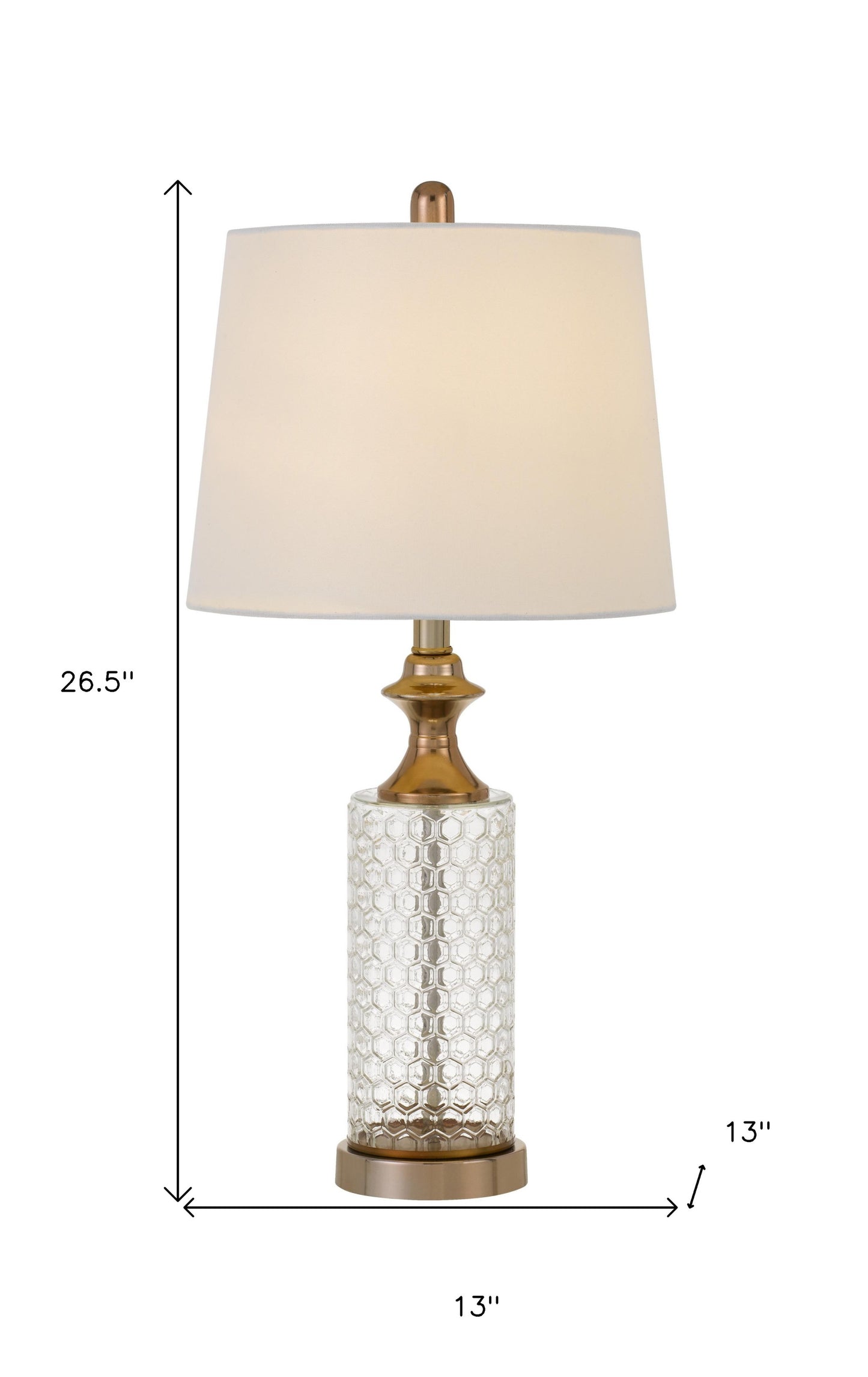 Set of Two 27" Glass Honeycomb and Rose Gold Table Lamps