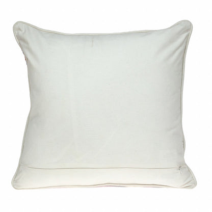 20" X 20" Beige And Pink Zippered 100% Cotton Throw Pillow