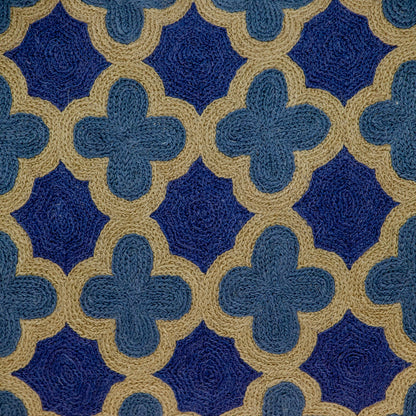 20" X 12" Blue Zippered 100% Cotton Throw Pillow
