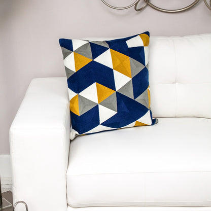20" X 20" Blue Zippered 100% Cotton Throw Pillow