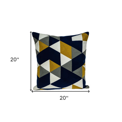 20" X 20" Blue Zippered 100% Cotton Throw Pillow