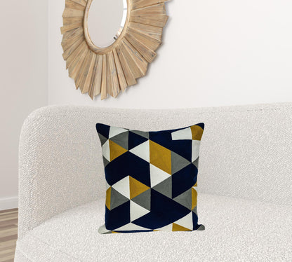 20" X 20" Blue Zippered 100% Cotton Throw Pillow