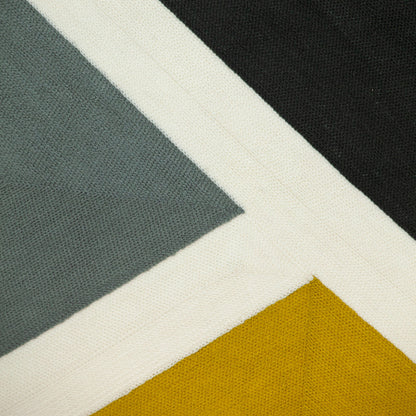 20" X 20" Black Geometric Zippered 100% Cotton Throw Pillow