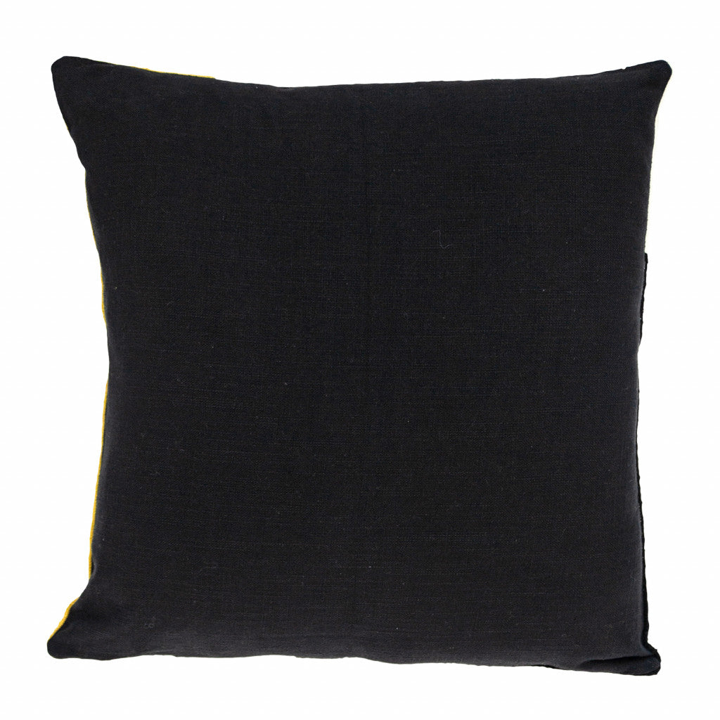 20" X 20" Black And Yellow Geometric Zippered 100% Cotton Throw Pillow