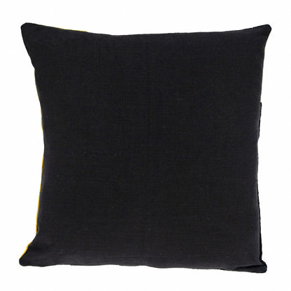 20" X 20" Black And Yellow Geometric Zippered 100% Cotton Throw Pillow