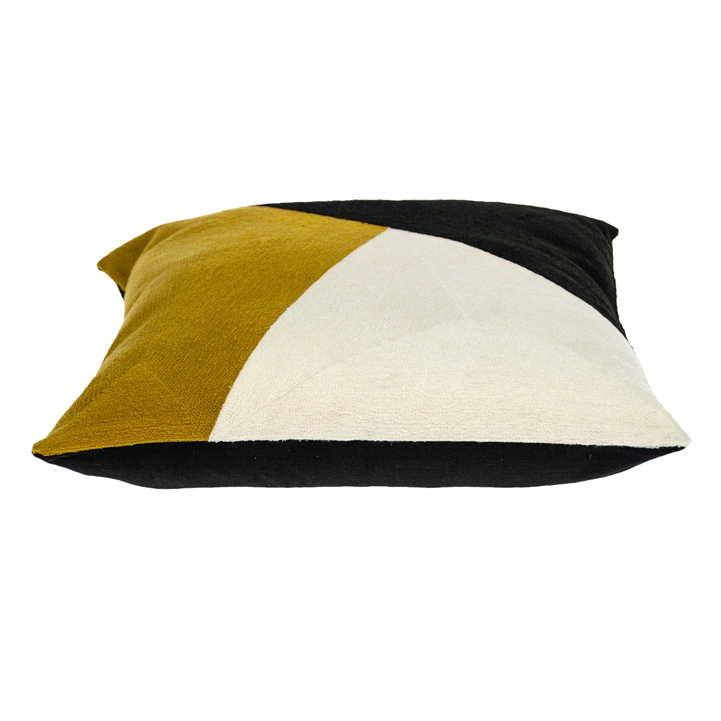 20" X 20" Black And Yellow Geometric Zippered 100% Cotton Throw Pillow