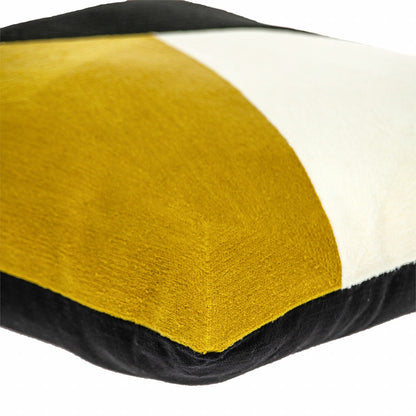 20" X 20" Black And Yellow Geometric Zippered 100% Cotton Throw Pillow