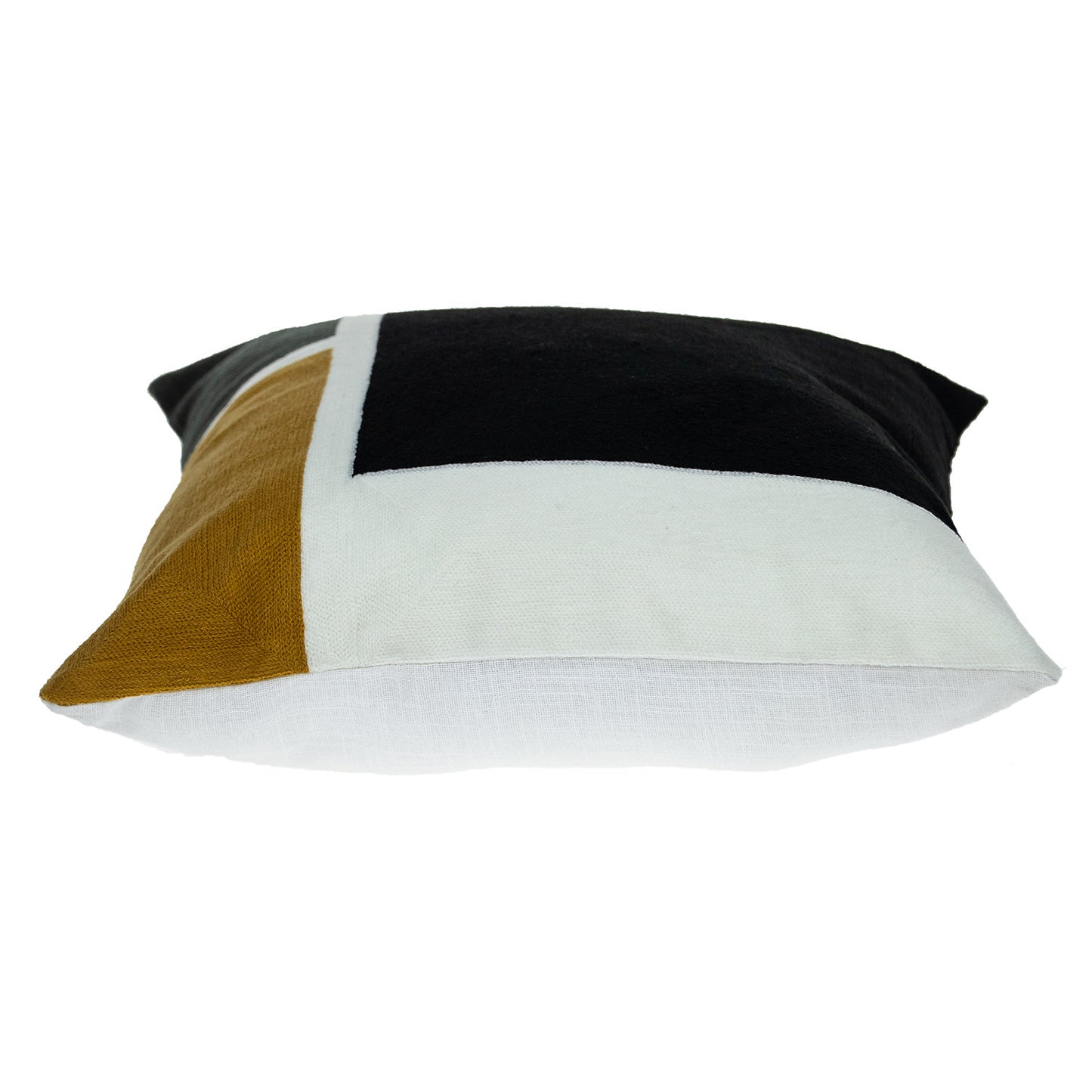 20" X 20" Black And Yellow Geometric Zippered 100% Cotton Throw Pillow