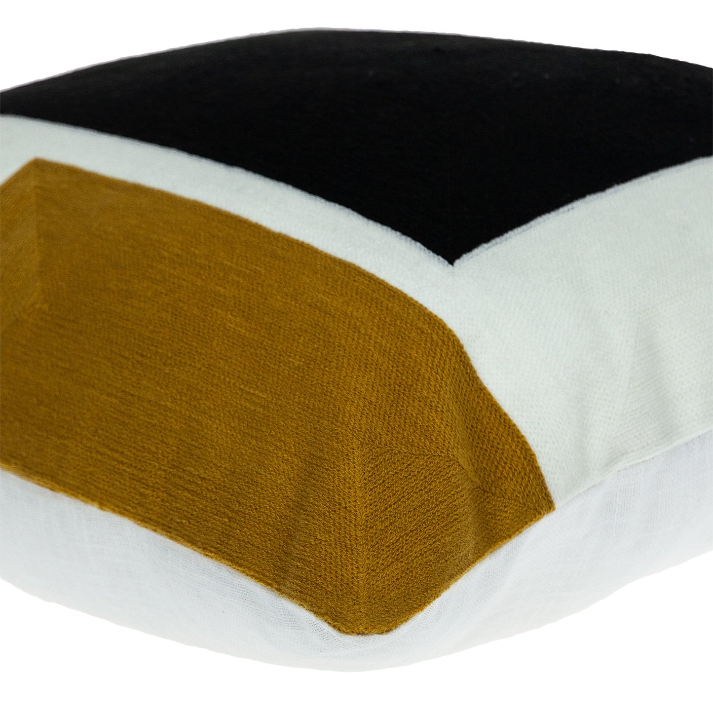 20" X 20" Black And Yellow Geometric Zippered 100% Cotton Throw Pillow