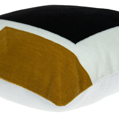 20" X 20" Black And Yellow Geometric Zippered 100% Cotton Throw Pillow