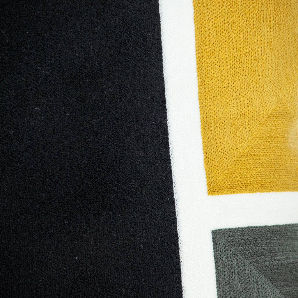 20" X 20" Black And Yellow Geometric Zippered 100% Cotton Throw Pillow
