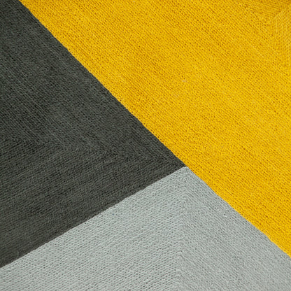 20" X 20" Mustard Yellow And Black Geometric Zippered 100% Cotton Throw Pillow