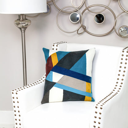 20" X 20" Blue Zippered 100% Cotton Throw Pillow