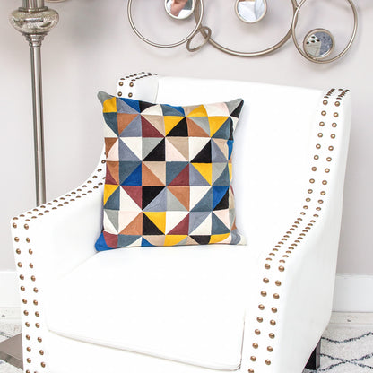 20" X 20" Black And Yellow Geometric Zippered 100% Cotton Throw Pillow