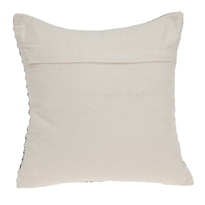 18" X 18" Beige And Black Zippered 100% Cotton Throw Pillow With Embroidery