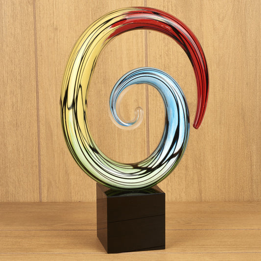 10" Rainbow Glass Abstract Hand Painted Sculpture