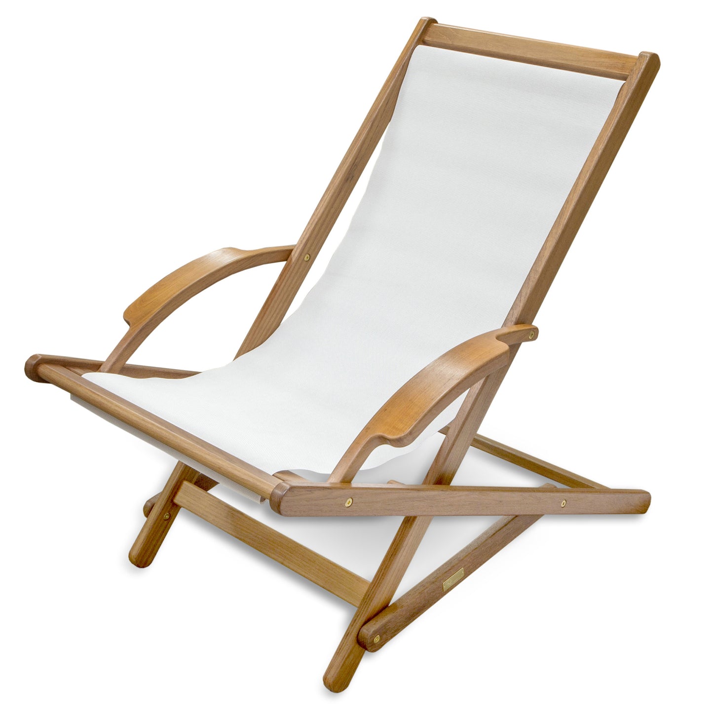 White And Brown Solid Wood Deck Chair