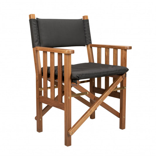 Black And Brown Solid Wood Director Chair With Cushion