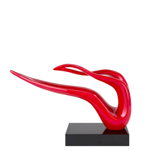 Red Abstract Wavy Sculpture