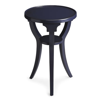 24" Blue Manufactured Wood Round End Table With Shelf