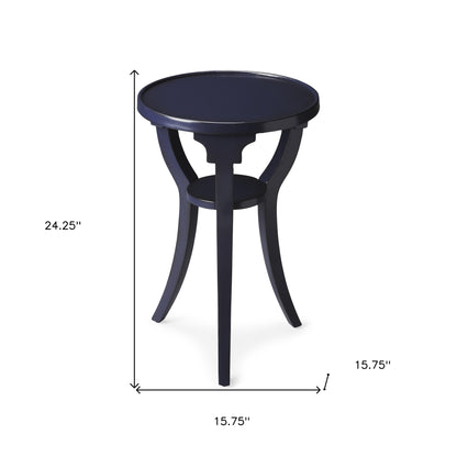 24" Blue Manufactured Wood Round End Table With Shelf