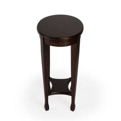 26" Medium Brown And Chestnut Burl Manufactured Wood Oval End Table With Shelf