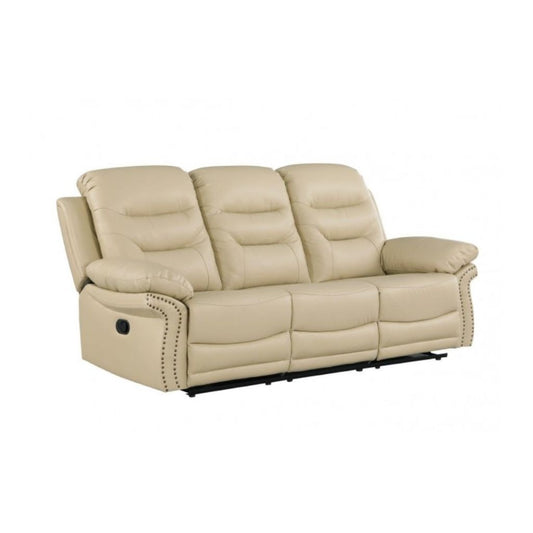 Two Piece Indoor Beige Italian Leather Five Person Seating Set