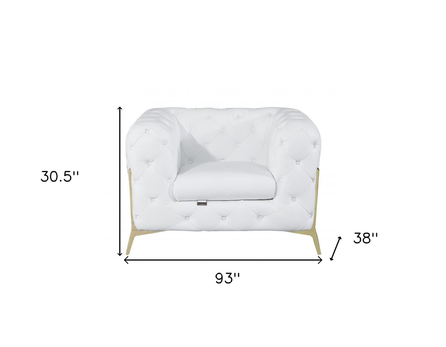 Three Piece Indoor White Italian Leather Five Person Seating Set