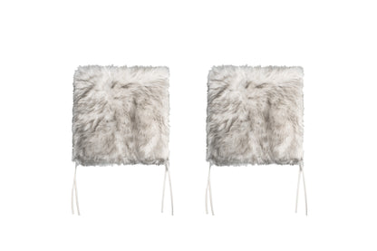 Set Of Two 17" X 17"  Ombre Grey Faux Fur Dining Chair Cushion Pads