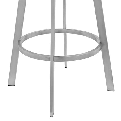 30" Timeless Slate Grey Faux Leather Silver Finish Swivel Counter Stool