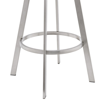 26" Mod Black Faux Leather Brushed Silver Finish Swivel Bar Stool