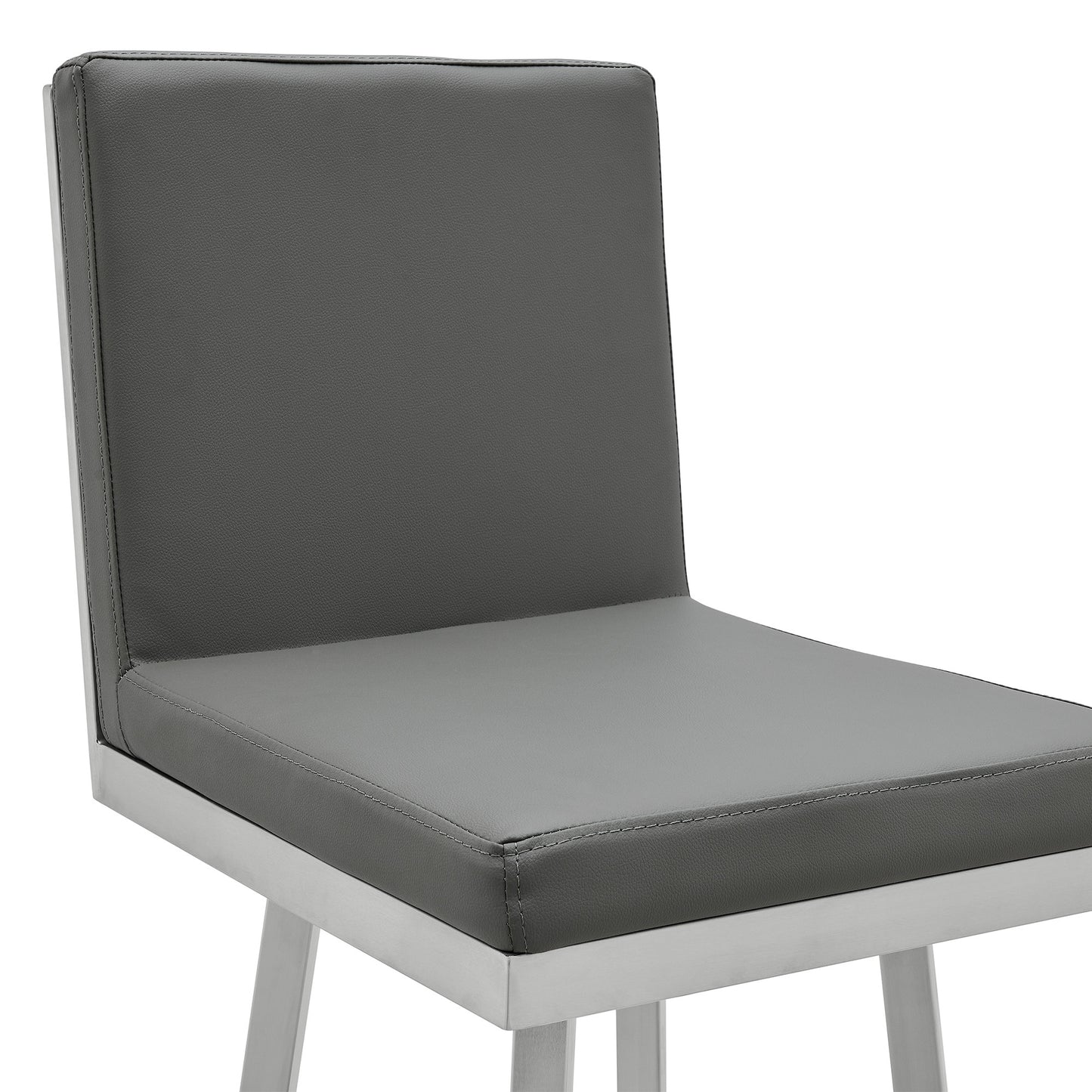 40" Gray Faux Leather And Iron Swivel Counter Height Bar Chair