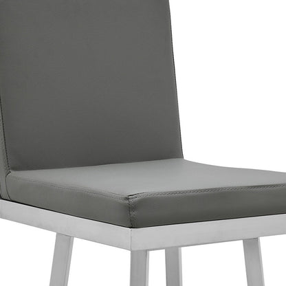 40" Gray Faux Leather And Iron Swivel Counter Height Bar Chair