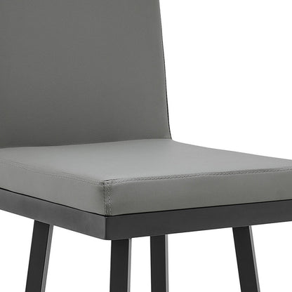 44" Gray Faux Leather And Iron Swivel Bar Height Chair