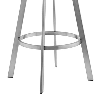 36" Gray Faux Leather And Iron Swivel Counter Height Bar Chair