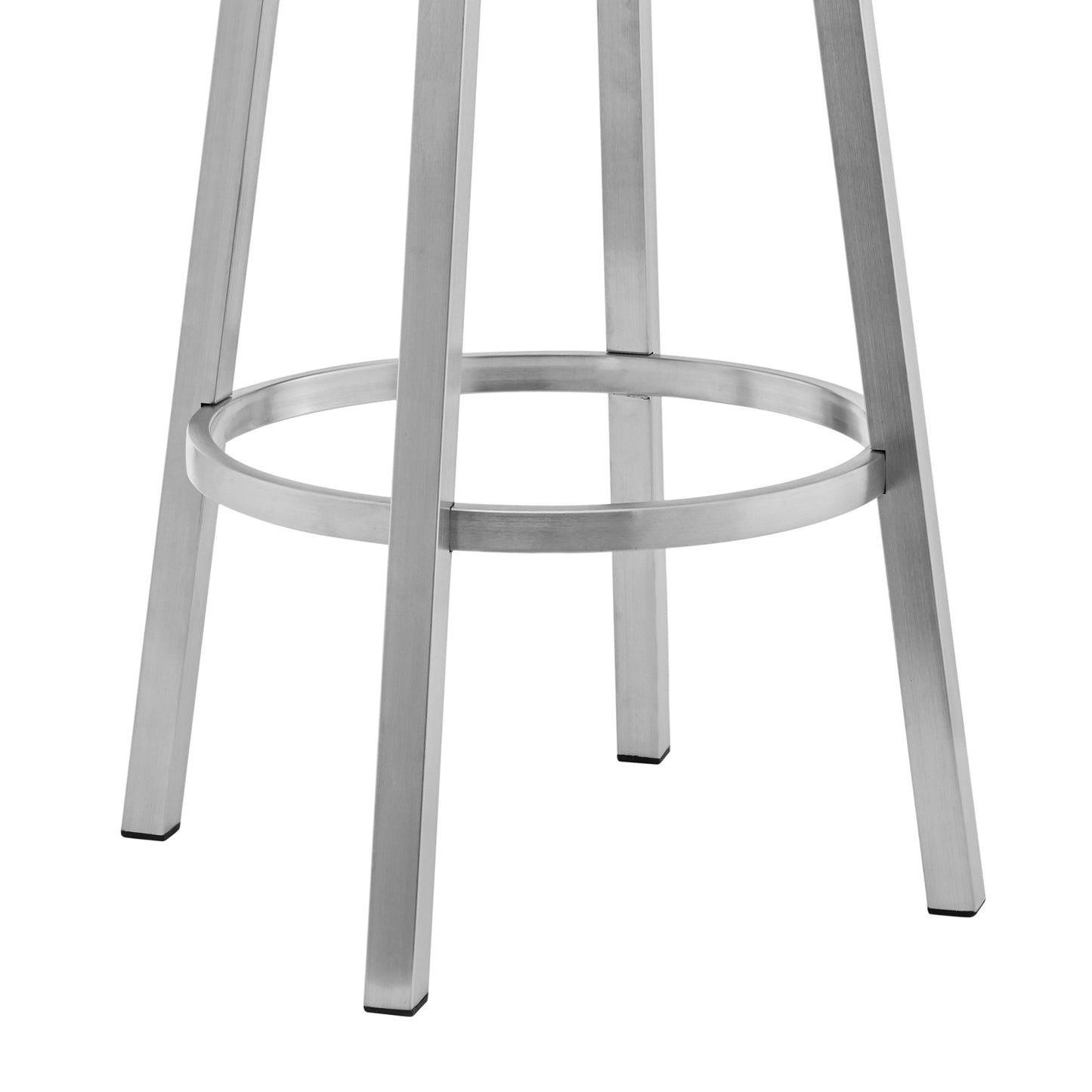 34" Gray And Silver Faux Leather And Iron Swivel Low Back Counter Height Bar Chair With Footrest