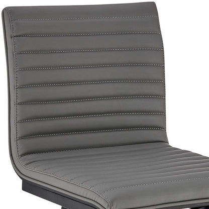 39" Gray Faux Leather And Iron Swivel Counter Height Bar Chair