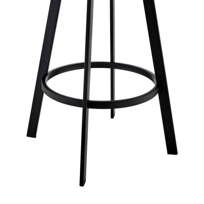 42" Gray Faux Leather And Iron Swivel Bar Height Chair