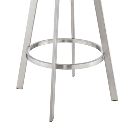 42" Gray Faux Leather And Iron Swivel Bar Height Chair