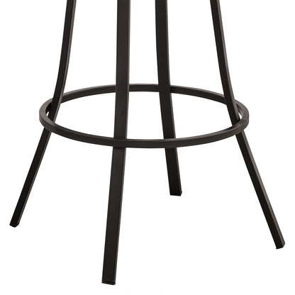 36" Brown Faux Leather And Iron Swivel Low Back Counter Height Bar Chair