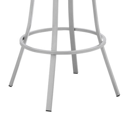 40" White Faux Leather And Iron Swivel Low Back Bar Height Chair