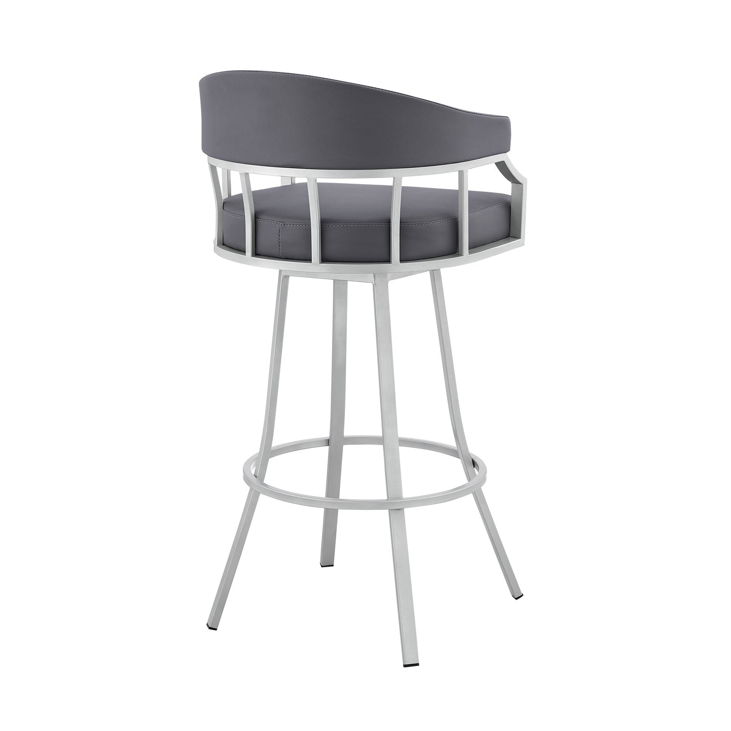 36" Slate Grey Faux Leather And Iron Swivel Low Back Counter Height Bar Chair