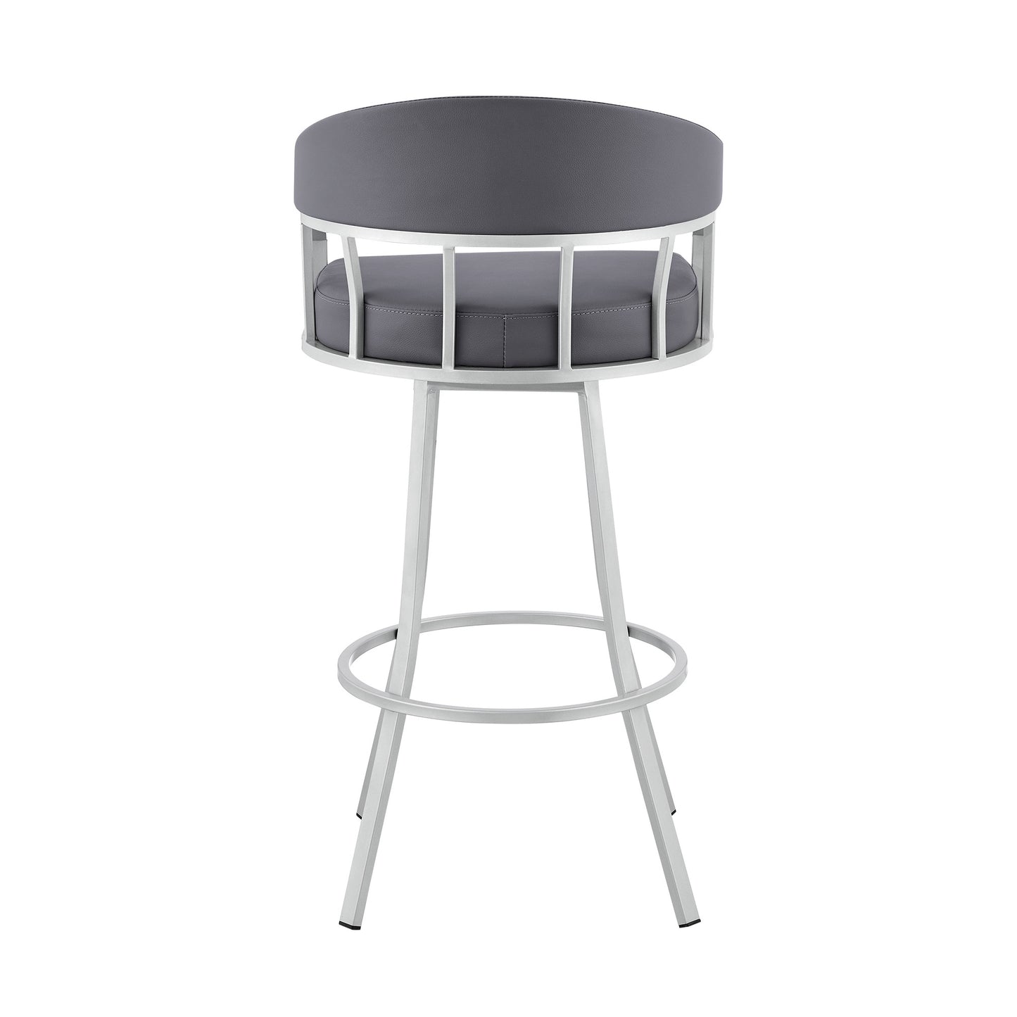 36" Slate Grey Faux Leather And Iron Swivel Low Back Counter Height Bar Chair