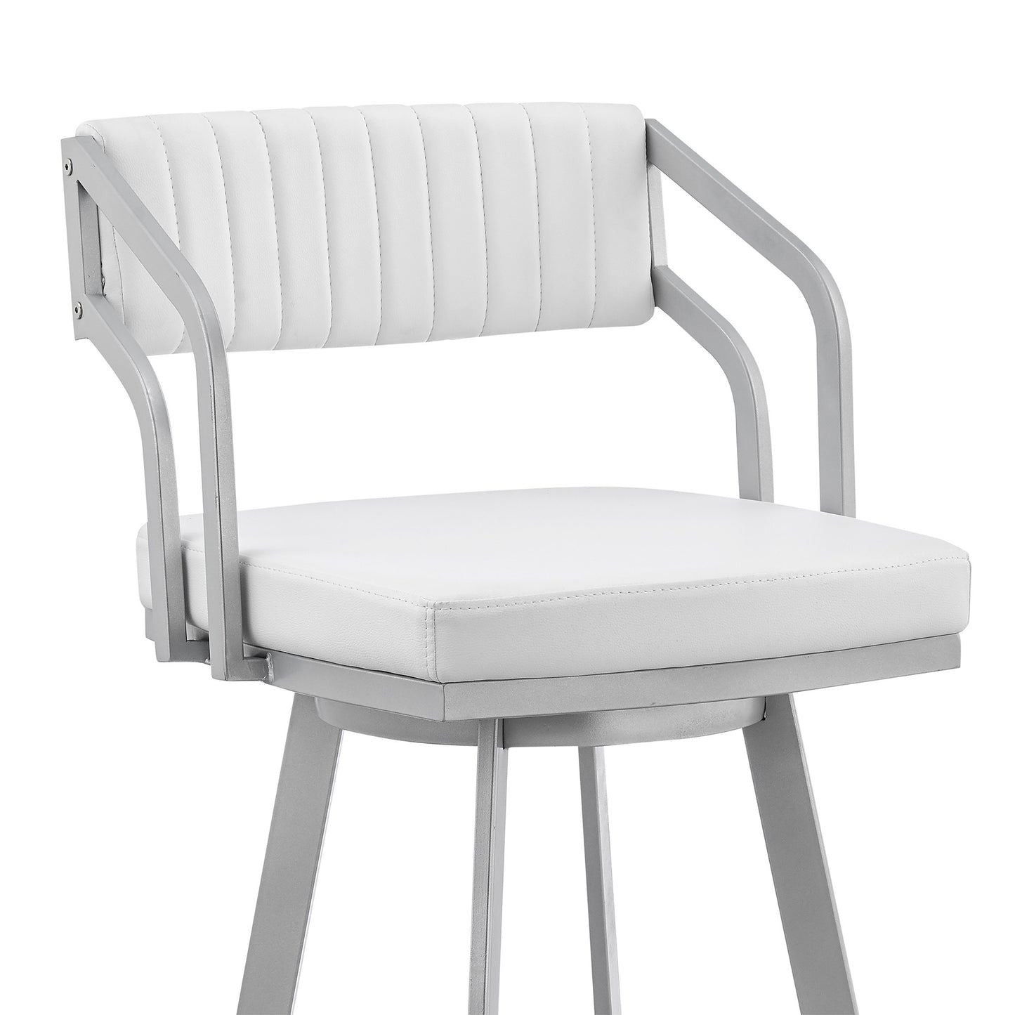 26" Timeless White Faux  Leather Bar Stool