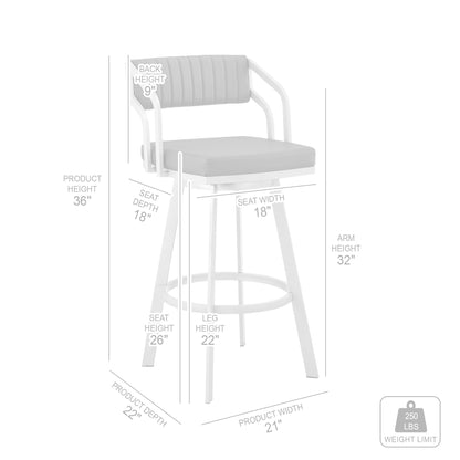 26" Timeless Slate Grey Faux Leather Silver Finish Swivel Bar Stool